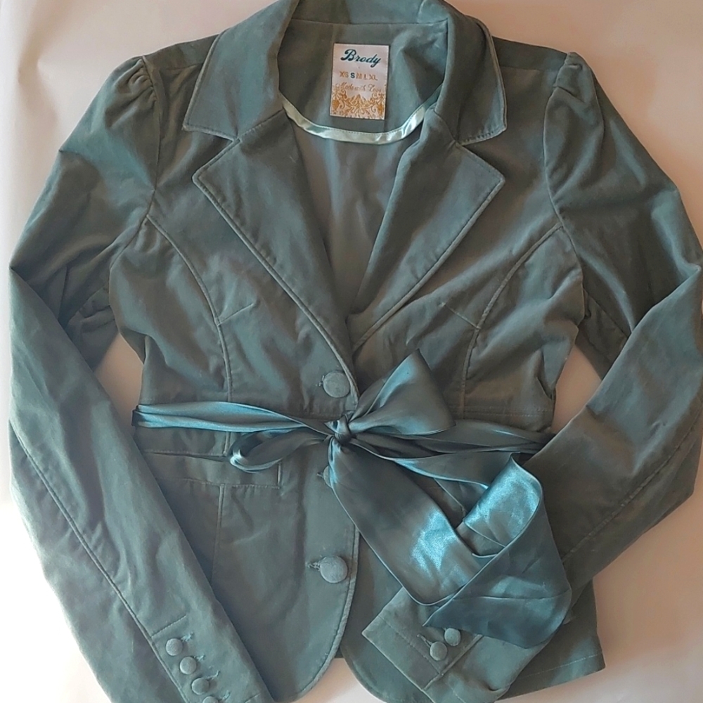 Sage green velvet blazer